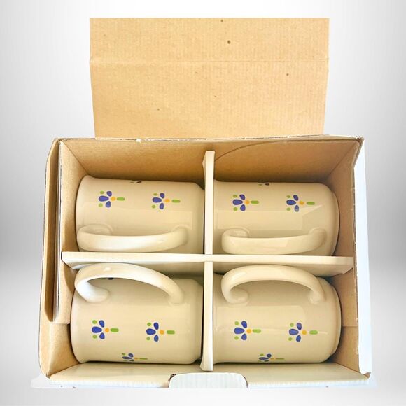 RARE 1987 Set of 4 Fresh Flowers—Mugs, Salad Bowls, Dessert Plates Avon | NIB - Picture 6 of 7